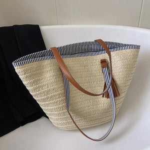 Casual Women Tassel Straw Shoulder Bags Ladies Woven Handbags