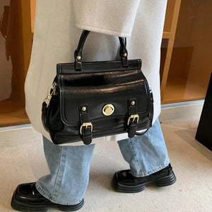 Vintage PU Leather Crossbody Bag Large Capacity Shoulder Handbag