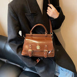 Vintage PU Leather Crossbody Bag Large Capacity Shoulder Handbag