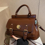 Vintage PU Leather Crossbody Bag Large Capacity Shoulder Handbag