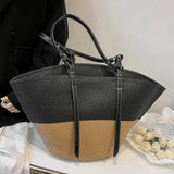 Casual Women Straw Big Totes Rattan Shoulder Bags Summer Woven Beach Handbag