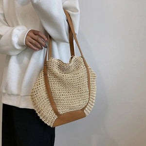 Summer Women Shoulder Bags Female Travel Woven Handbags Hollow Straw Beach Totes