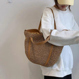 Summer Women Shoulder Bags Female Travel Woven Handbags Hollow Straw Beach Totes