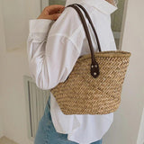 Women Boho Tote Bag Straw Beach Handbag Party Clutch