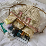 Summer Women's Tassels Straw Shoulder Bag Weaving Handbags Beach Tote