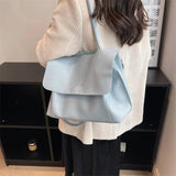 Women Pink Large Capacity Tote Shoulder Bags Soft Pu Leather Crossbody Bags