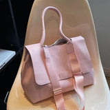 Women Pink Large Capacity Tote Shoulder Bags Soft Pu Leather Crossbody Bags