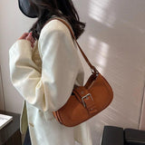 Vintage Women Belt Shoulder Bags Suede PU Leather Crossbody Bag