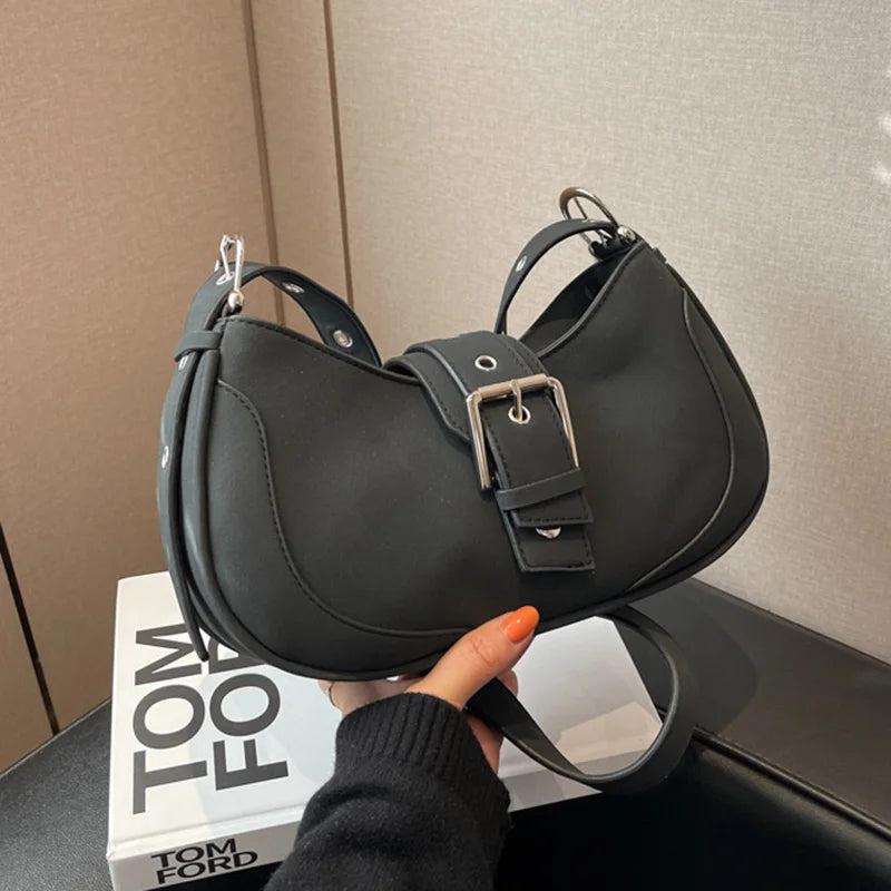 Vintage Women Belt Shoulder Bags Suede PU Leather Crossbody Bag