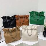 Casual Women PU Leather Big Handbags Female Green Shoulder Bag