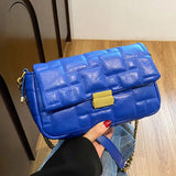 Women Embroidery Thread PU Leather Crossbody Bags Green Orange Clutch
