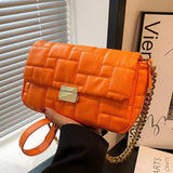 Women Embroidery Thread PU Leather Crossbody Bags Green Orange Clutch