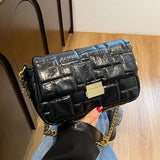 Women Embroidery Thread PU Leather Crossbody Bags Green Orange Clutch
