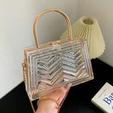Women Transparent Acrylic Box Handbags Clear Pvc Chain Shoulder Bags
