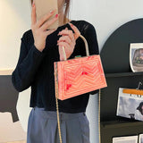 Women Transparent Acrylic Box Handbags Clear Pvc Chain Shoulder Bags