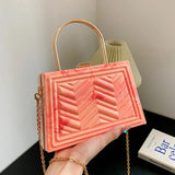 Women Transparent Acrylic Box Handbags Clear Pvc Chain Shoulder Bags