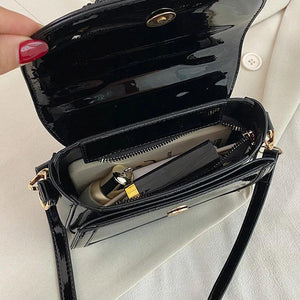 Women Orange Chain Shoulder Bags Armpit Bag Patent Leather Handbags
