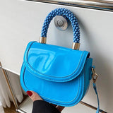 Women Orange Chain Shoulder Bags Armpit Bag Patent Leather Handbags
