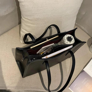 Large Capacity Women's Shoulder Tote Bag Solid Square Handbag