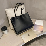 Large Capacity Women's Shoulder Tote Bag Solid Square Handbag