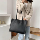 Large Capacity Women's Shoulder Tote Bag Solid Square Handbag
