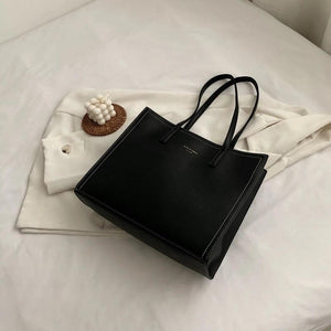 Large Capacity Women's Shoulder Tote Bag Solid Square Handbag