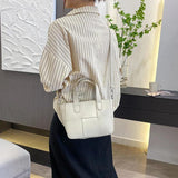 Leather Weave Square Shoulder Bag for Women