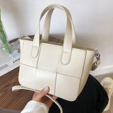 Leather Weave Square Shoulder Bag for Women