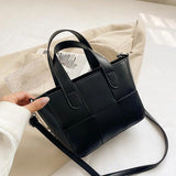 Leather Weave Square Shoulder Bag for Women