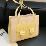 Casual Shoulder Bags for Women Contrast Messenger Bag Ladies Handbags Leather Cr