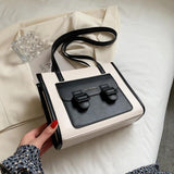Casual Shoulder Bags for Women Contrast Messenger Bag Ladies Handbags Leather Cr