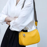 Yellow Cowhide Leather Crossbody Bag for Women Summer Handbag and Purses