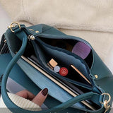 Women's Winter Crossbody Bag Solid PU Leather Shoulder Messenger Handbag