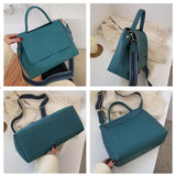 Women's Winter Crossbody Bag Solid PU Leather Shoulder Messenger Handbag