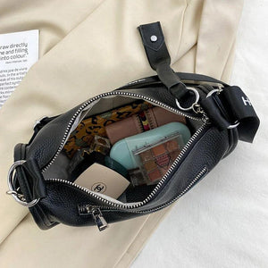 Leather Messenger bag Thick Chain Shoulder Bags Soft Cowhide Female Dumpling Bag