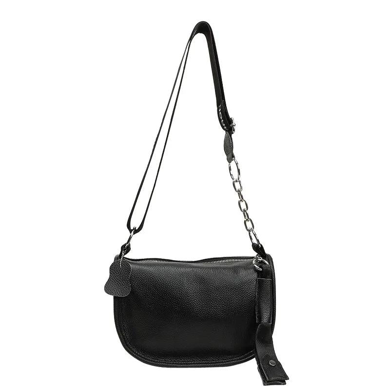 Leather Messenger bag Thick Chain Shoulder Bags Soft Cowhide Female Dumpling Bag
