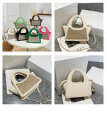 Woven Leather Patchwork Contrast Handbag Crossbody Small Mini Bag Women