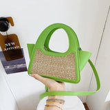 Woven Leather Patchwork Contrast Handbag Crossbody Small Mini Bag Women