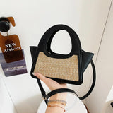 Woven Leather Patchwork Contrast Handbag Crossbody Small Mini Bag Women