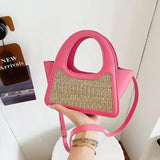 Woven Leather Patchwork Contrast Handbag Crossbody Small Mini Bag Women