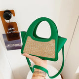 Woven Leather Patchwork Contrast Handbag Crossbody Small Mini Bag Women