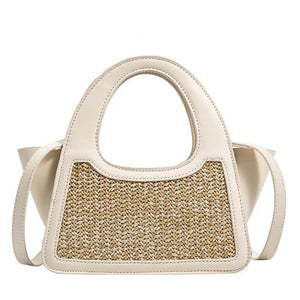 Woven Leather Patchwork Contrast Handbag Crossbody Small Mini Bag Women