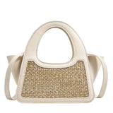 Woven Leather Patchwork Contrast Handbag Crossbody Small Mini Bag Women