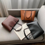PU Leather Women Shoulder Bag High Capacity Handbag Chain Travel Bag