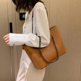 PU Leather Women Shoulder Bag High Capacity Handbag Chain Travel Bag