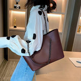 PU Leather Women Shoulder Bag High Capacity Handbag Chain Travel Bag