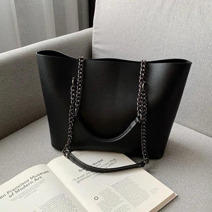 PU Leather Women Shoulder Bag High Capacity Handbag Chain Travel Bag