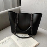 PU Leather Women Shoulder Bag High Capacity Handbag Chain Travel Bag