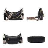 Leather Women Shoulder Bags Rivet Semicircle Messenger Chain Handbag