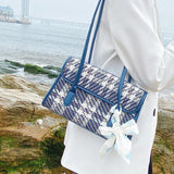Plaid Scarf Bow Underarm Small Bag